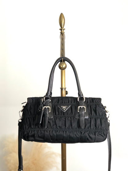 PRADA Tessuto Triangle Logo Two-way Handbag Shoulder bag Black Vintage kcds2w