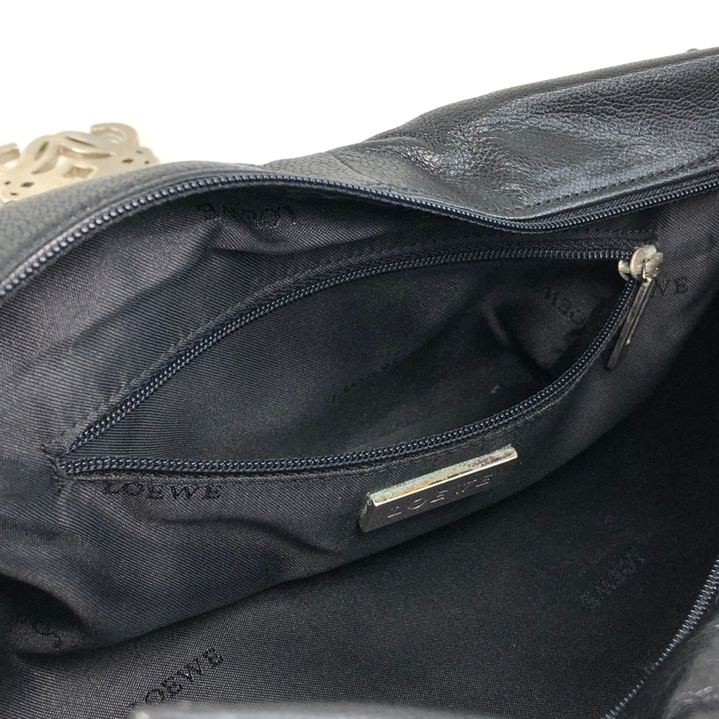 LOEWE Anagram Handbag Black Vintage sf28ij
