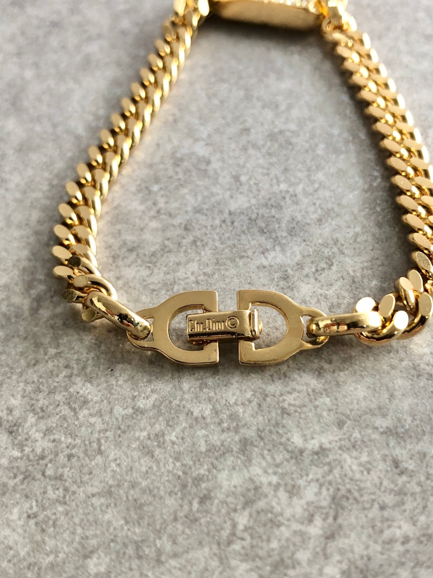 Christian Dior CD Logo Rhinestone Bracelet Gold Vintage sw33x4
