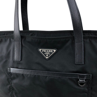 PRADA Triangle Logo Front Pocket Totebag Black Vintage p2sa5n