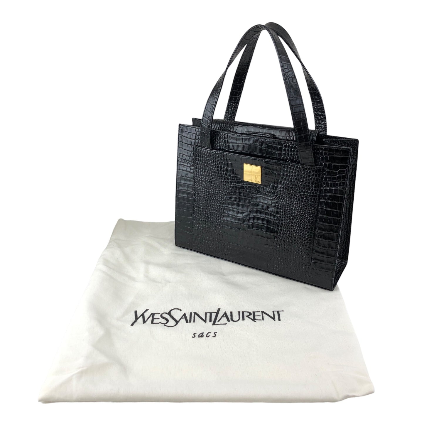 Yves Saint Laurent YSL Logo Handbag Black Vintage 3e2ciz