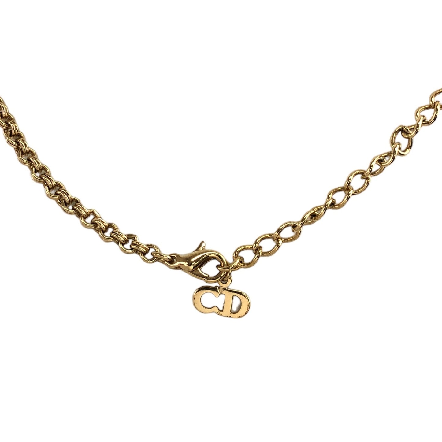 Christian Dior CD Logo Necklace Gold Vintage 2heumd