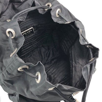 PRADA Tessuto Triangle Logo Double Pocket Backpack Black Vintage wu63sv