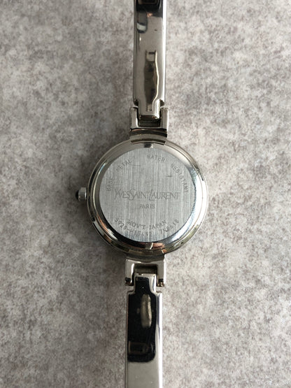 Yves Saint Laurent YSL Logo Quartz Watch Silver×Blue 5920-H15432 Vintage b3tud4