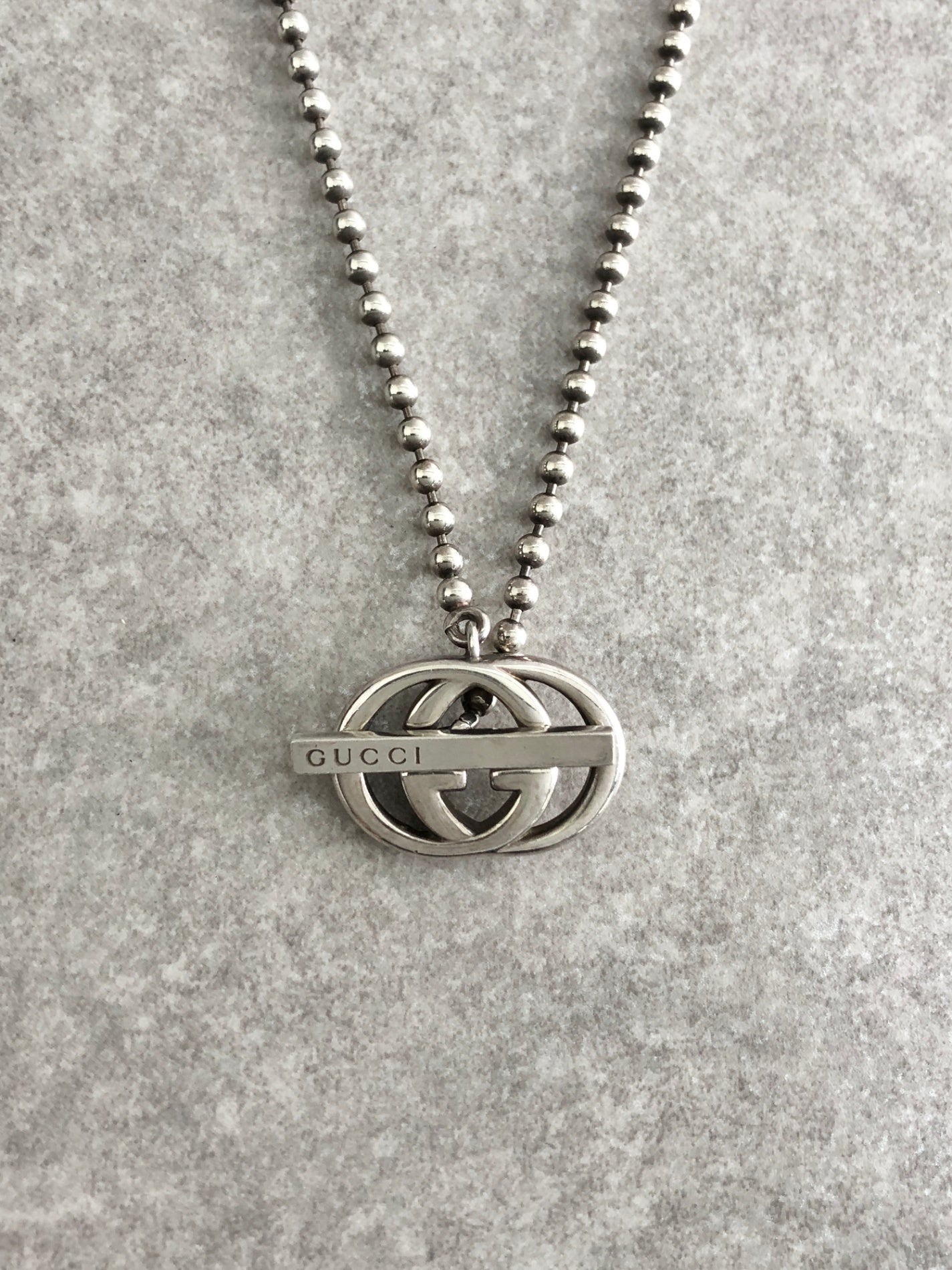 GUCCI Interlocking Necklace Silver Vintage d8rjub