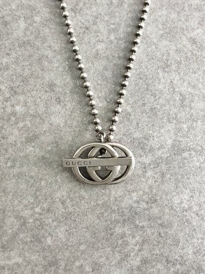 GUCCI Interlocking Necklace Silver Vintage d8rjub