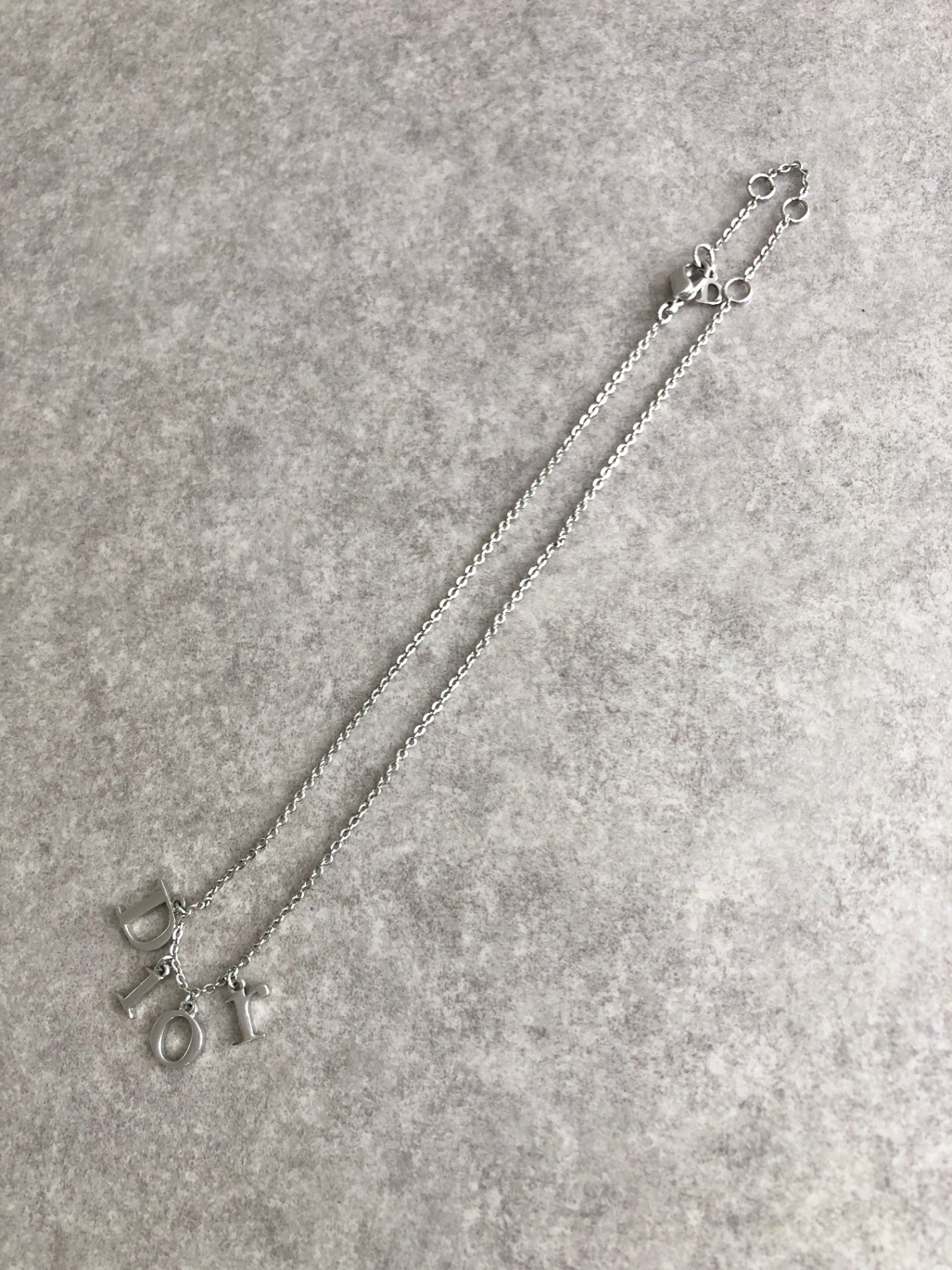 Christian Dior Logo Charm Necklace Silver Vintage mbwcef