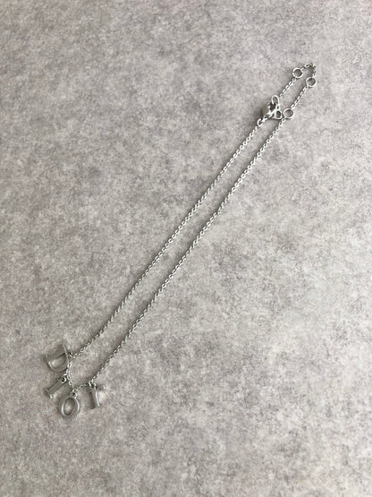 Christian Dior Logo Charm Necklace Silver Vintage mbwcef