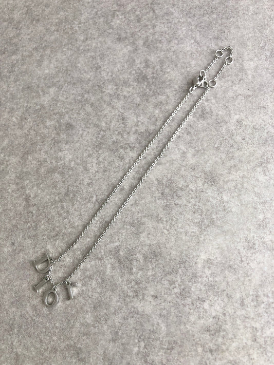 Christian Dior Logo Charm Necklace Silver Vintage mbwcef