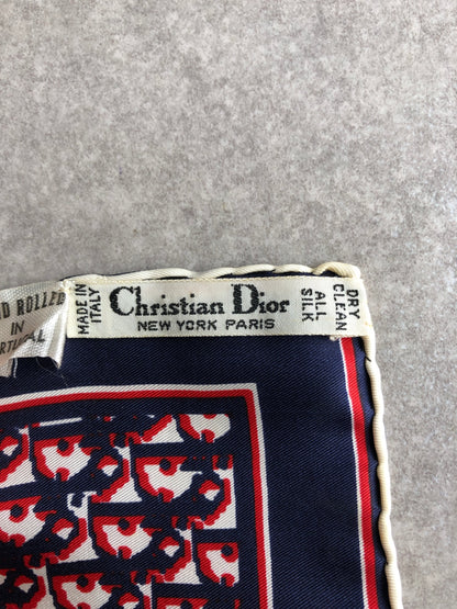 Christian Dior Trotter SILK Scarf Red×Blue Vintage he7egi