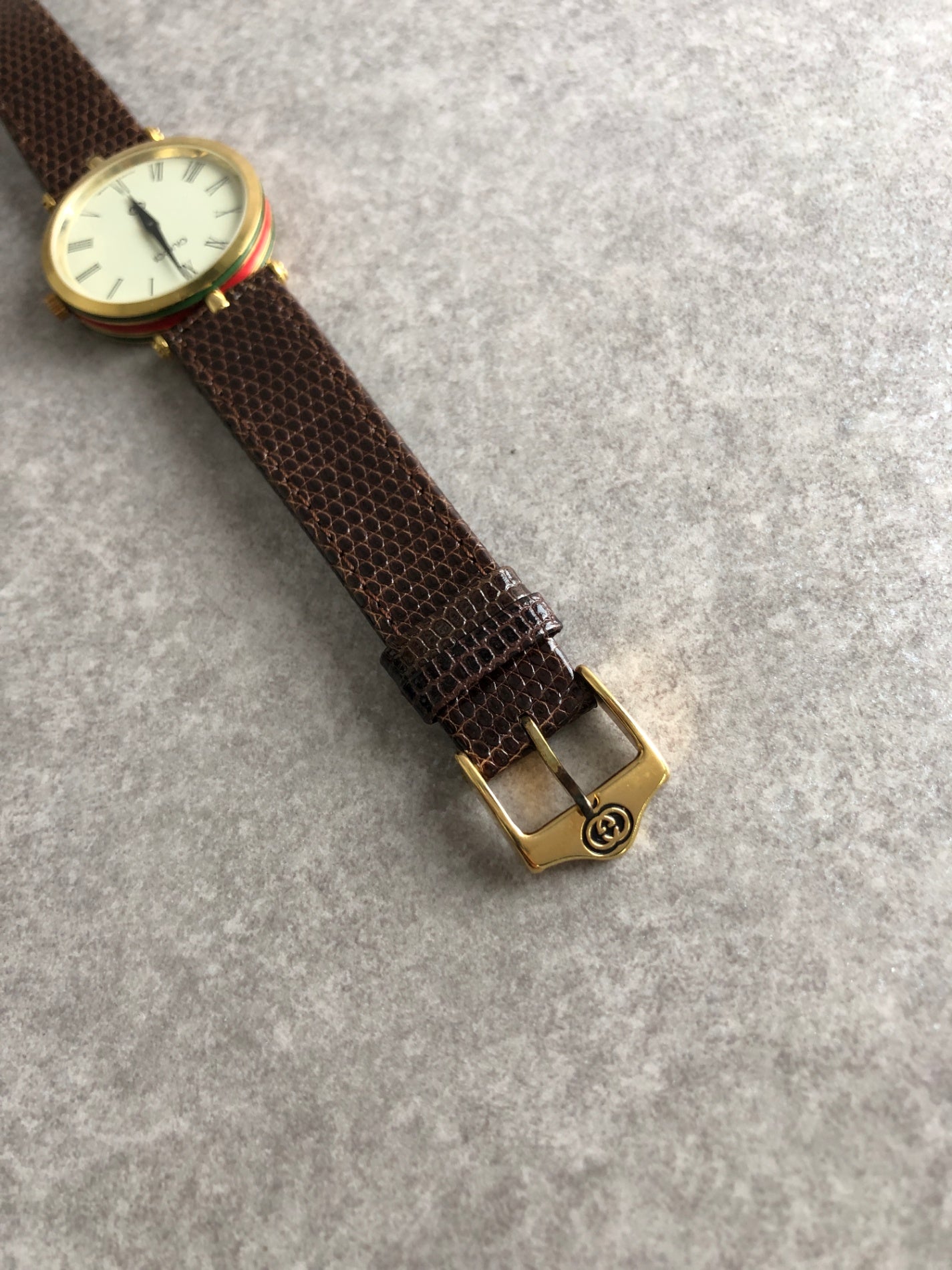 GUCCI Sherry Line Quartz Watch Brown×Gold Vintage vng8gz
