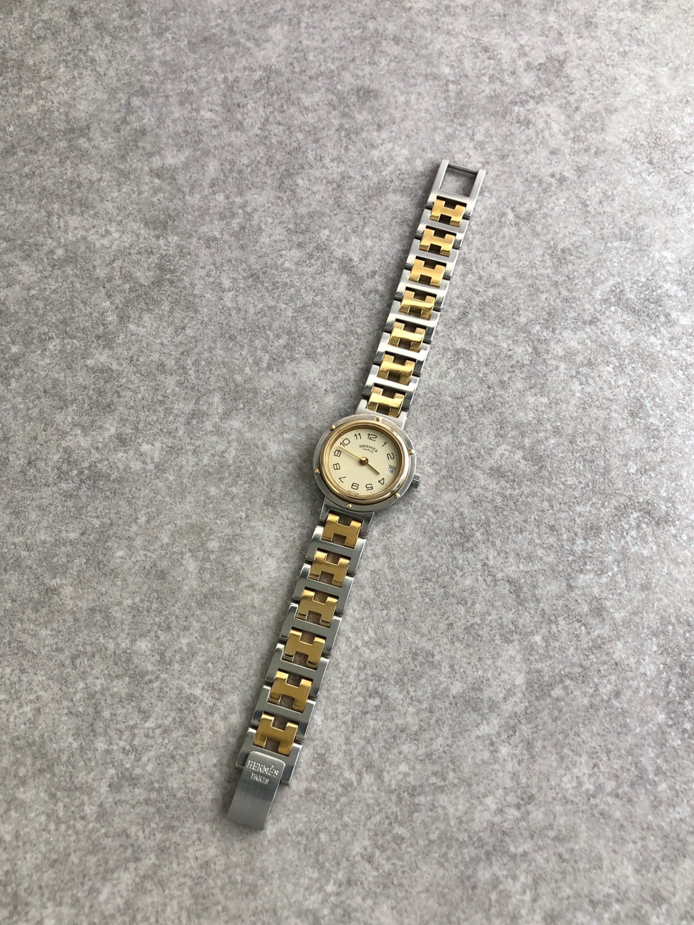 HERMES Quartz Watch Gold×Silver 317623 Vintage aai6x8