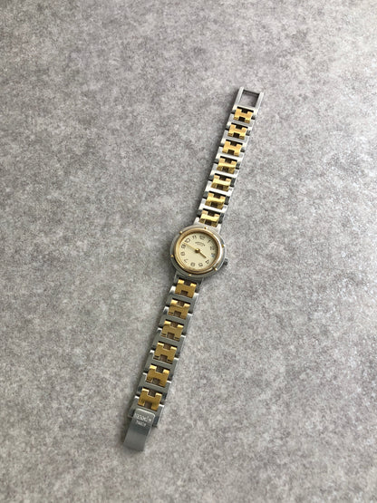HERMES Quartz Watch Gold×Silver 317623 Vintage aai6x8