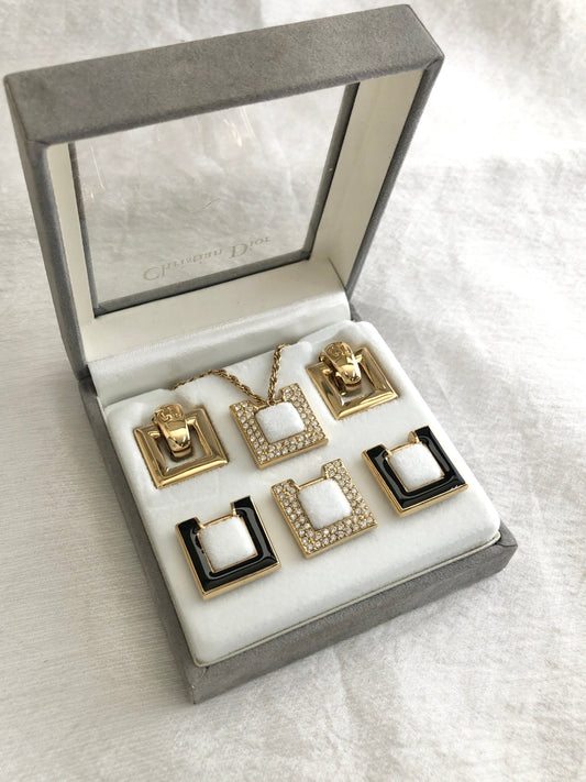 Christian Dior Necklace Earrings Gold Vintage yjh2cr