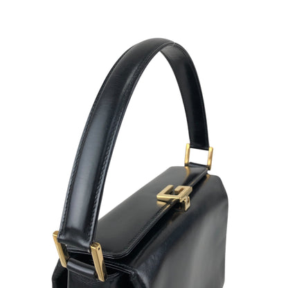 GUCCI Logo Handbag Vanity bag Black Vintage aitdmr