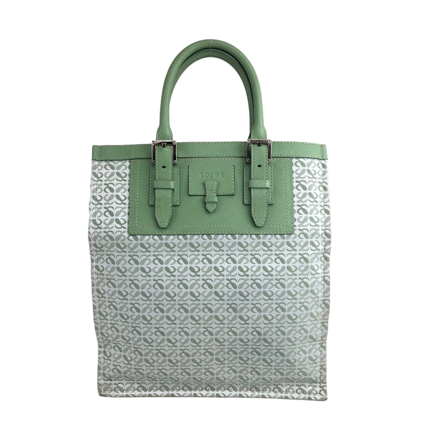 LOEWE Logo Handbag Totebag Green Vintage vuygmz