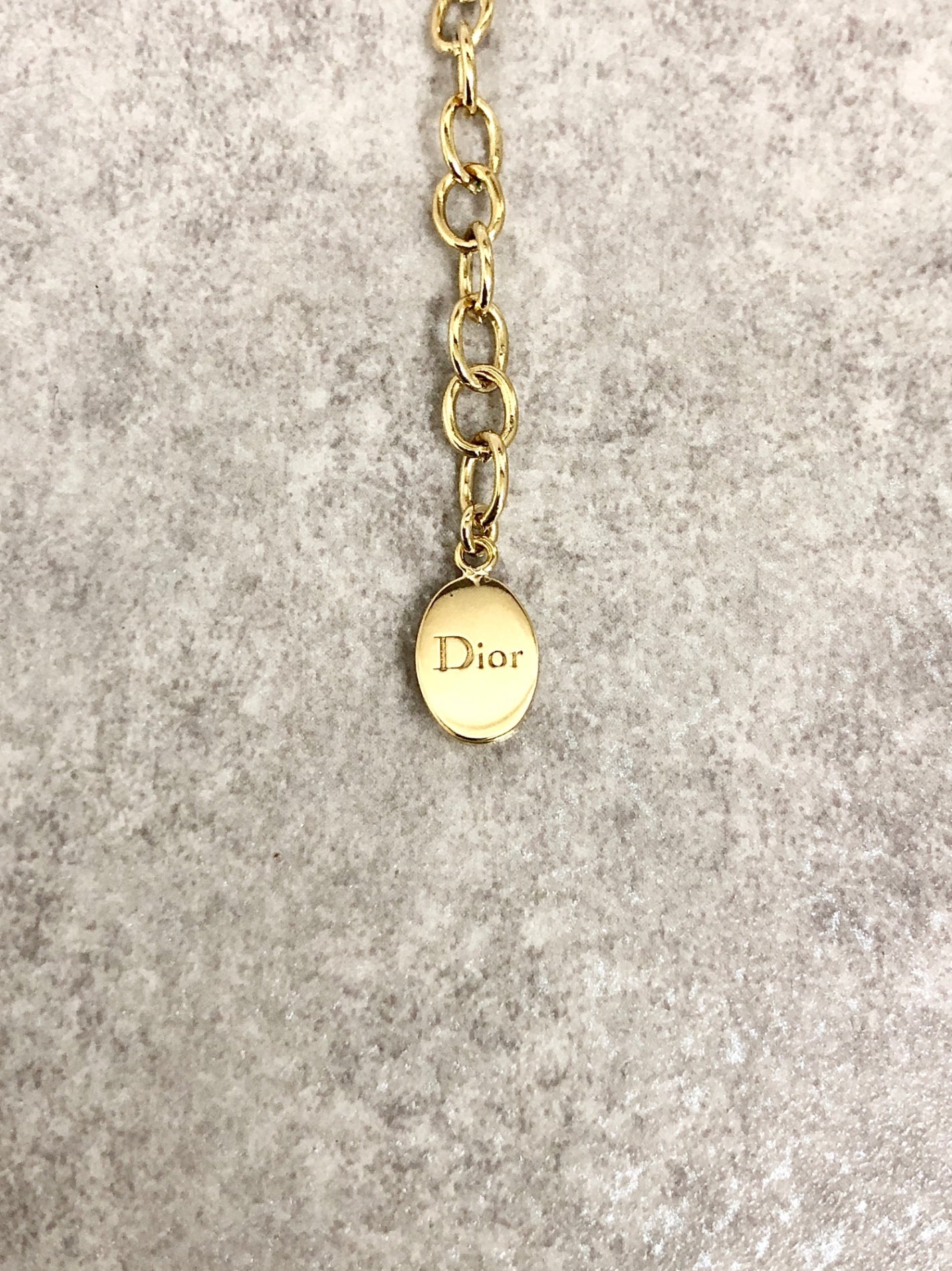Christian Dior CD Logo Motif Rhinestone Necklace Gold Vintage ua7bst