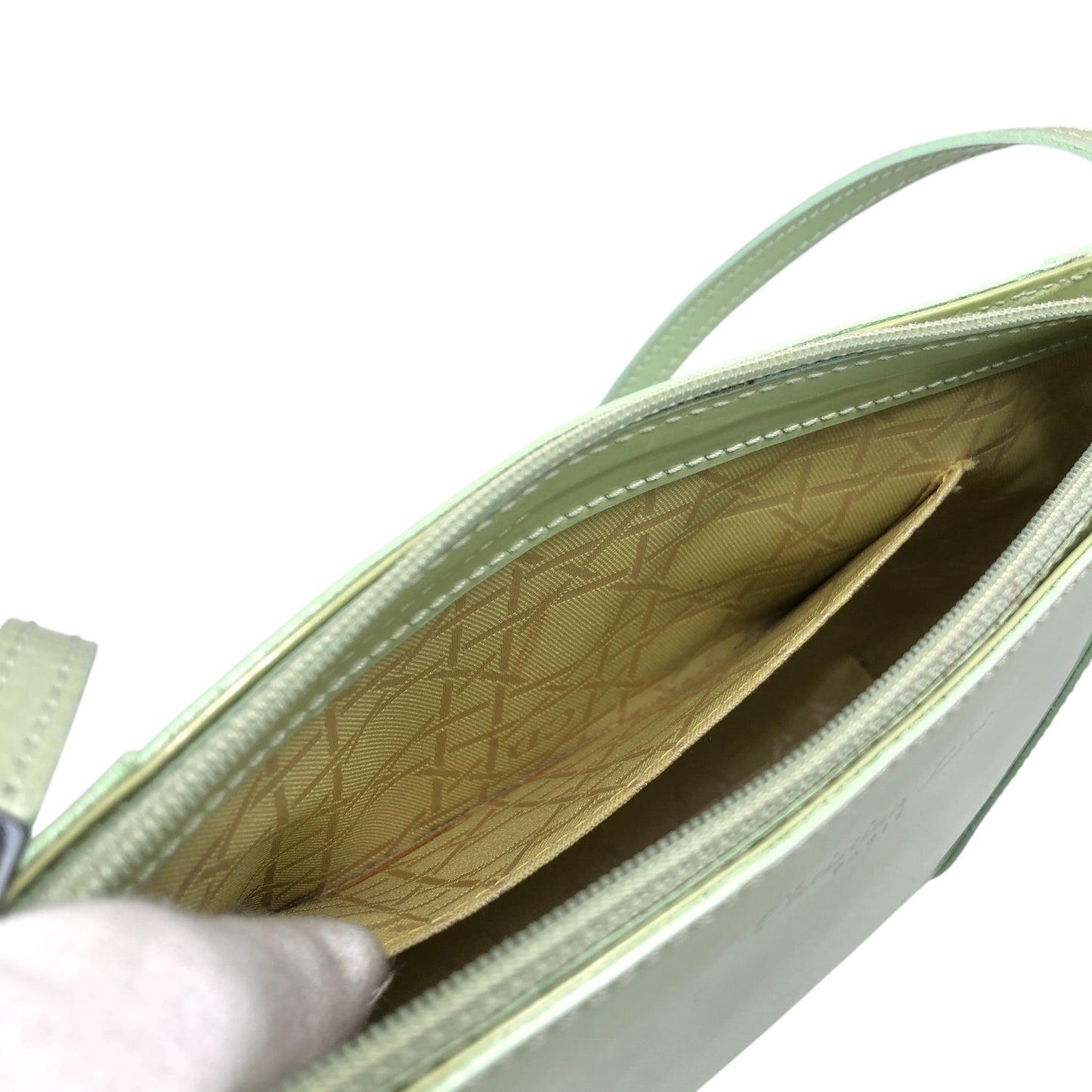 Christian Dior Logo Embossed Shoulder bag Green Vintage 7izpjd