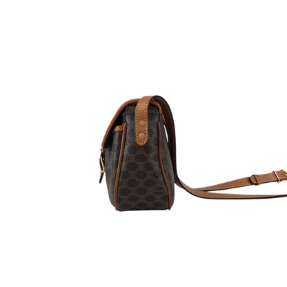 CELINE Macadam Blason Front Buckle  Shoulder bag Brown Vintage gzgnsp