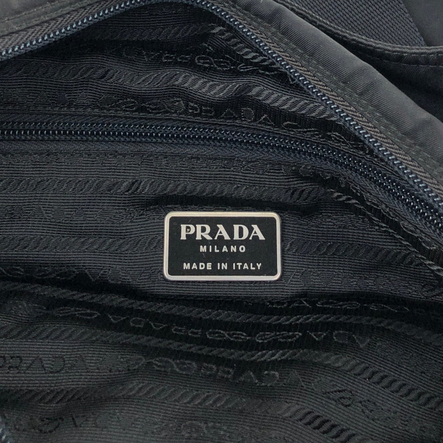 PRADA Tessuto Triangle Logo Totebag Black Vintage ztj777