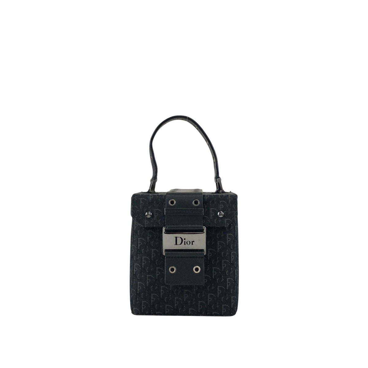 Christian Dior Logo Trotter Small Handbag Vanity bag Black Vintage kebsei
