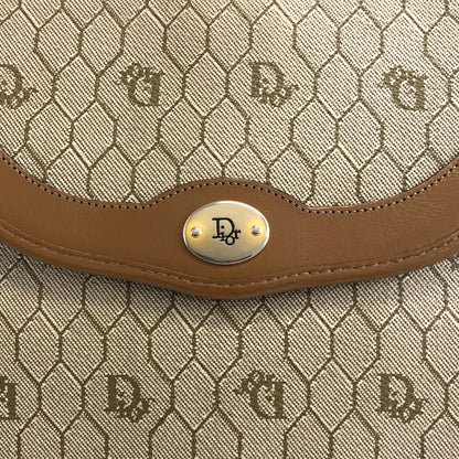 Christian Dior Honeycomb Pattern Logo Shoulder bag Beige Vintage gage6d