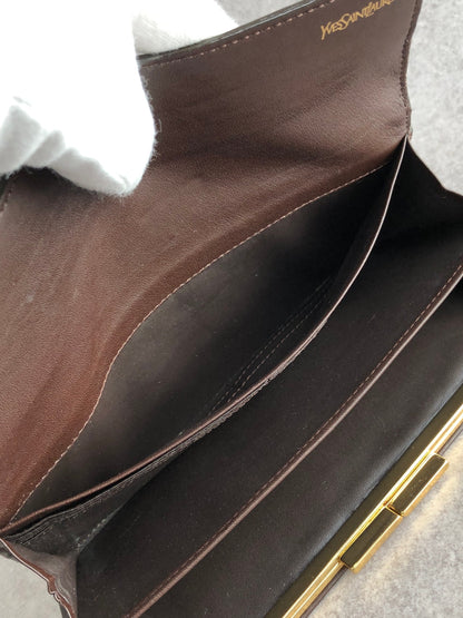 Yves Saint Laurent Logo Long Wallet Brown Vintage v4kc5e