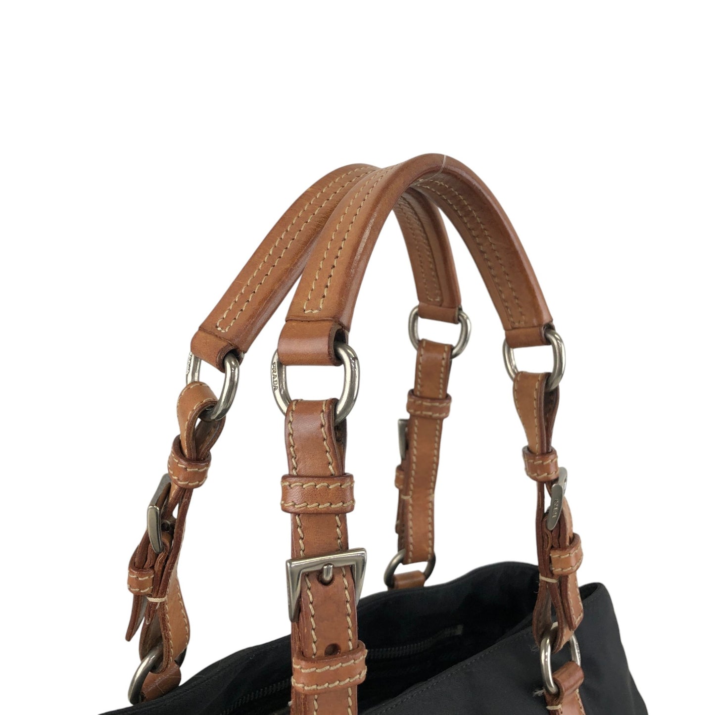 PRADA Triangle Logo Handbag Black Vintage 3gbhv8