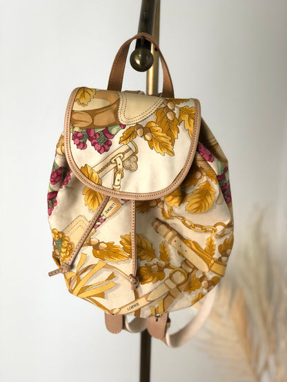 LOEWE Leaf Pattern Backpack Beige Vintage k7xjri