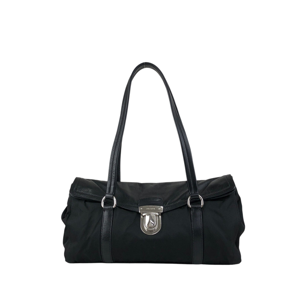 PRADA Push lock Handbag Black Vintage pesttr