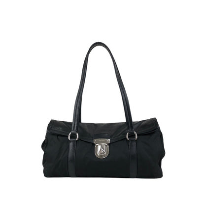 PRADA Push lock Handbag Black Vintage pesttr