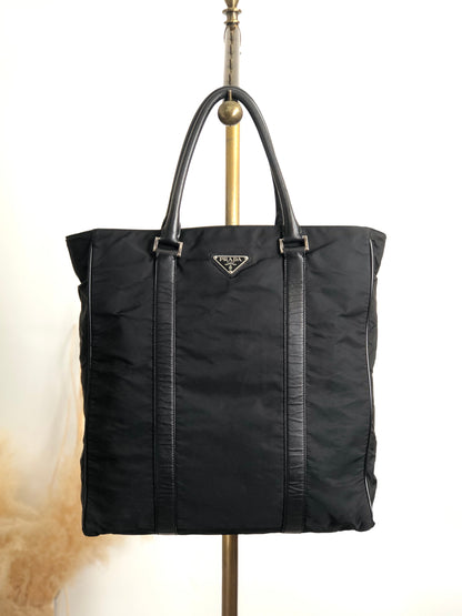 PRADA Triangle Logo Totebag Black Vintage syxbuh