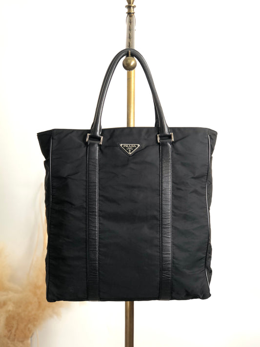 PRADA Triangle Logo Totebag Black Vintage syxbuh
