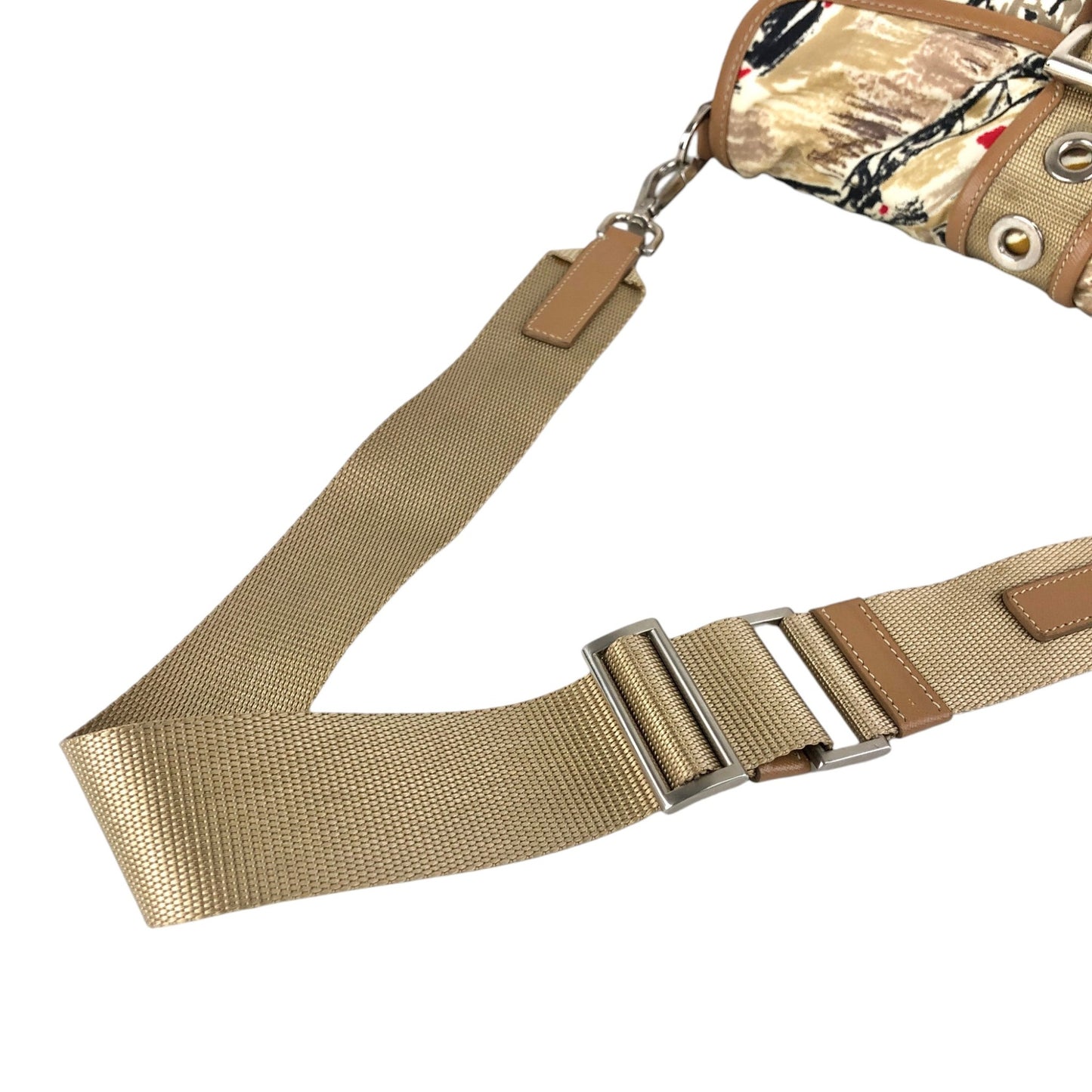 PRADA Front Buckle Shoulder bag White×Brown Vintage z5zzj2