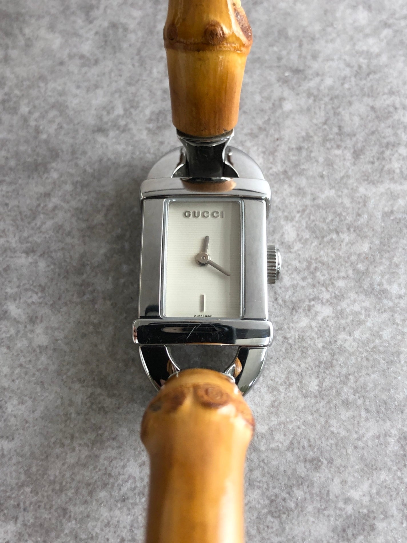 GUCCI Bamboo Quartz Watch Silver Vintage n3ymkd