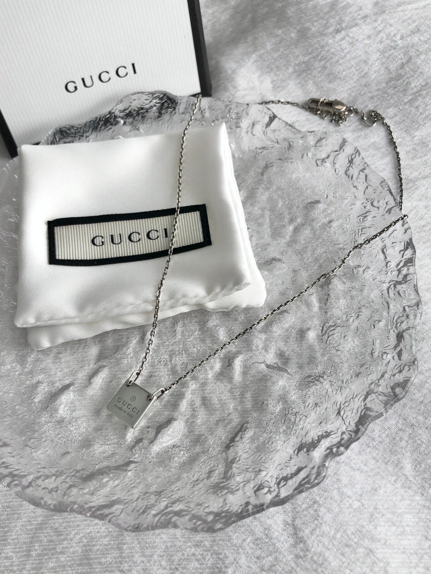 GUCCI Logo Necklace Silver 925 Vintage hkze3s