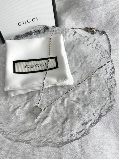GUCCI Logo Necklace Silver 925 Vintage hkze3s