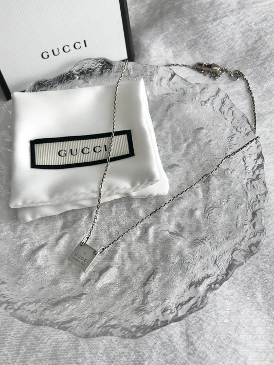 GUCCI Logo Necklace Silver 925 Vintage hkze3s