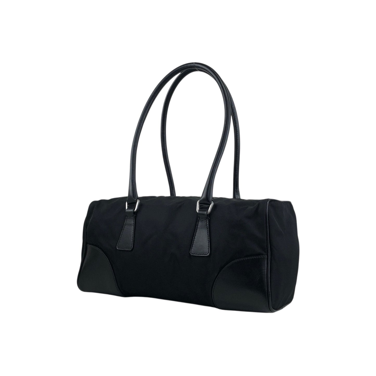 PRADA Triangle Logo Handbag Small Boston bag Black Vintage bhwzaa