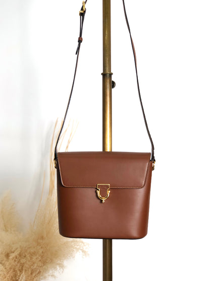 CELINE Logo Front Buckle Shoulder bag Brown Vintage ks36xe