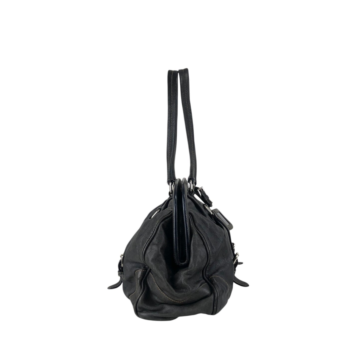PRADA Triangle Logo Handbag Gray Vintage x8guys