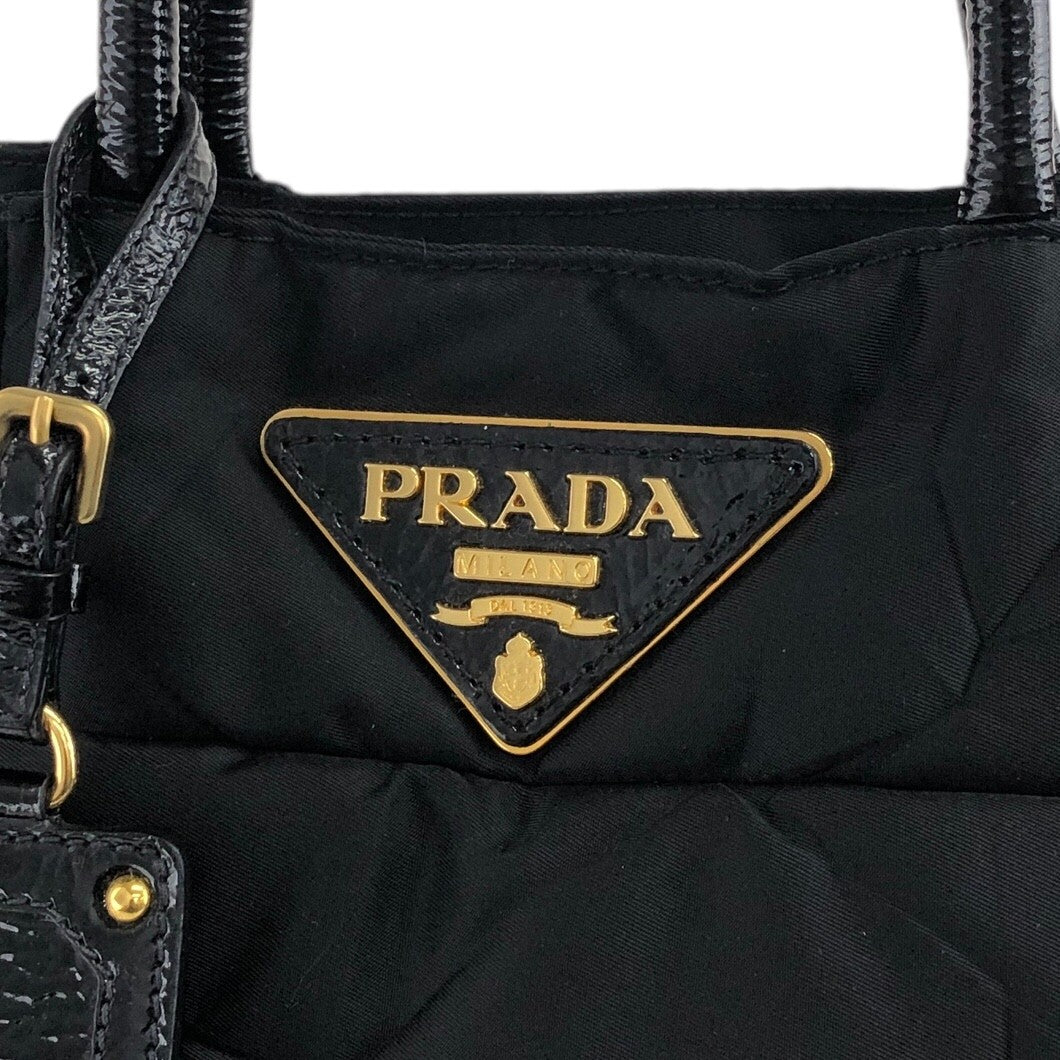 PRADA Triangle Logo Two-way Handbag Shoulder bag Black Vintage gj4fbh