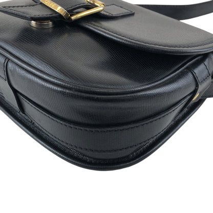 CELINE Front Buckle logo Charm Shoulder bag Black Vintage tpxej8