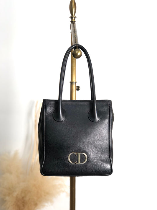 Christian Dior CD Logo Totebag Handbag Black Vintage gvanu8