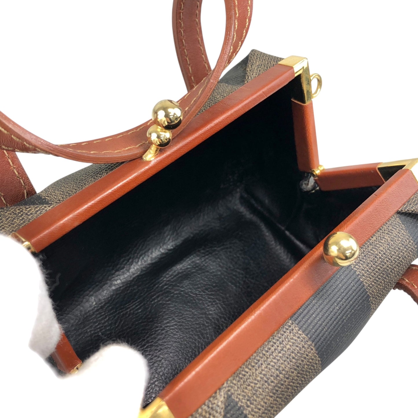 FENDI Pecan Logo Metal Closure Two-way Handbag Shoulder bag Brown Vintage pr7k2h