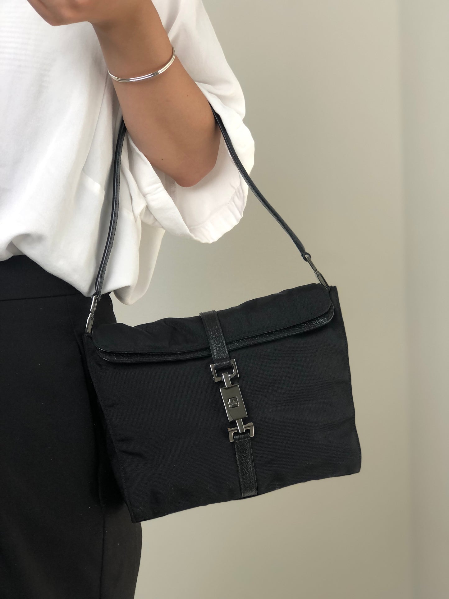 GUCCI Jackie Shoulder bag Black Vintage vunix3