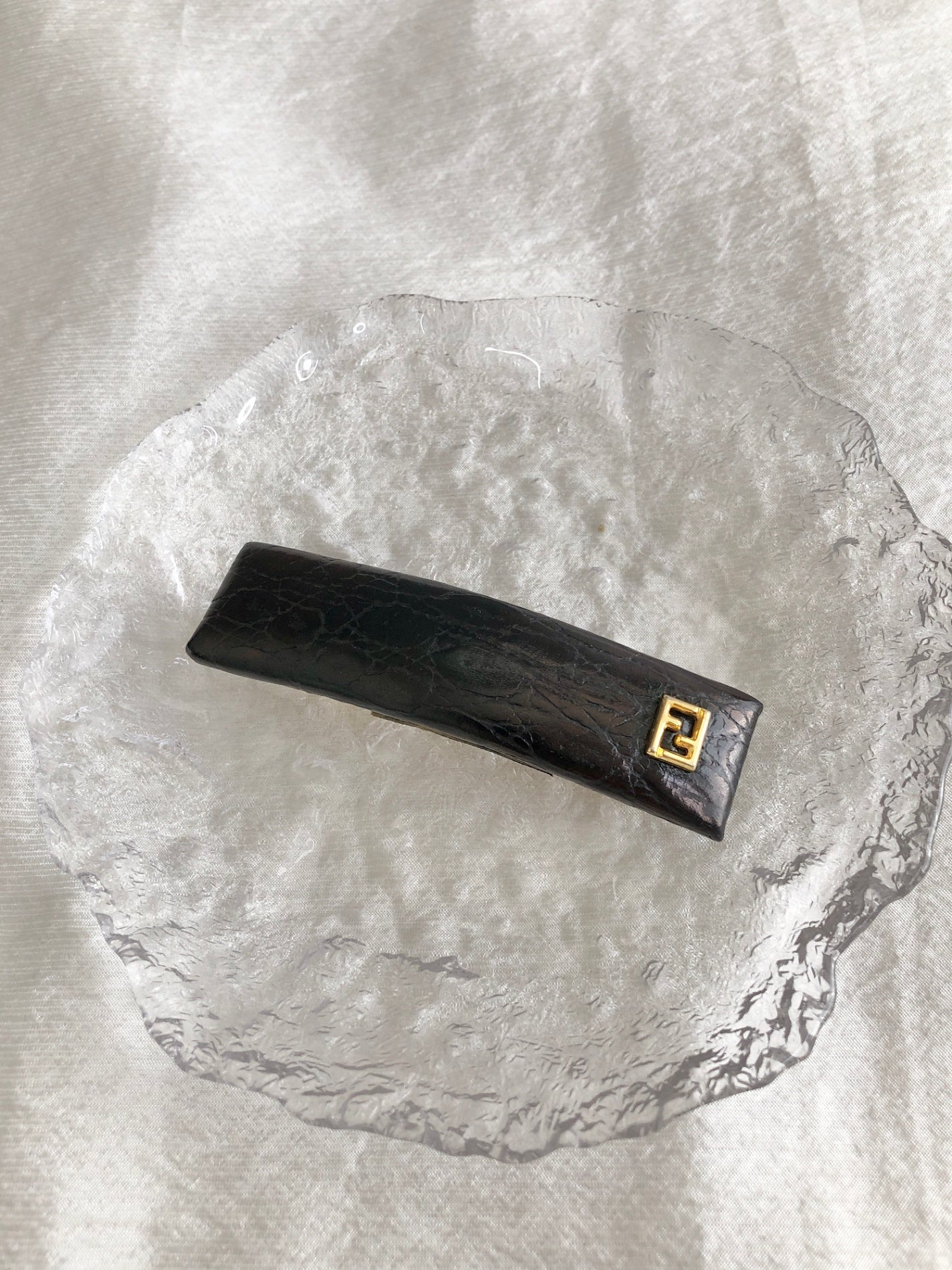 FENDI Logo Barrette Black Vintage u68diu
