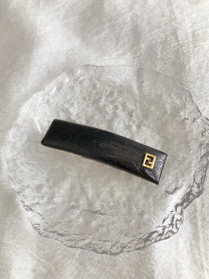 FENDI Logo Barrette Black Vintage u68diu
