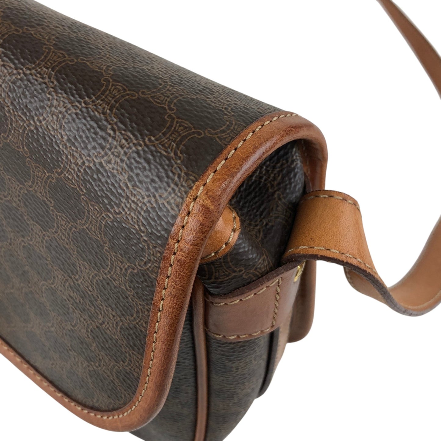 CELINE Macadam Blason Front Buckle Shoulder bag Brown Vintage kkjgdk