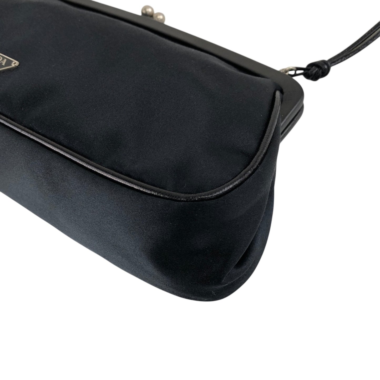 PRADA Tessuto Triangle Logo Small Handbag Black Vintage mygrbb